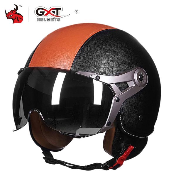 

gxt motorcycle helmet retro pu leather motorbike helmet biker motocicleta capacete casco riding racing moto