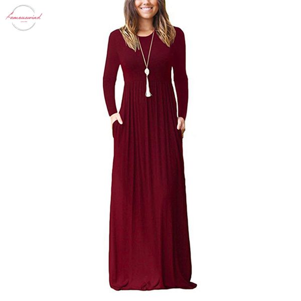 

femme плюс размер карманы длинное платье макси твердые повседневные платья зима осень o образным вырезом женские платья халат xxl с длинным, Black;gray