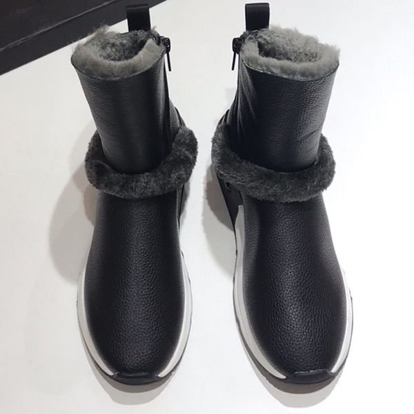 

new style black women ankle fashion boots sheepskin wool q39 snow winter