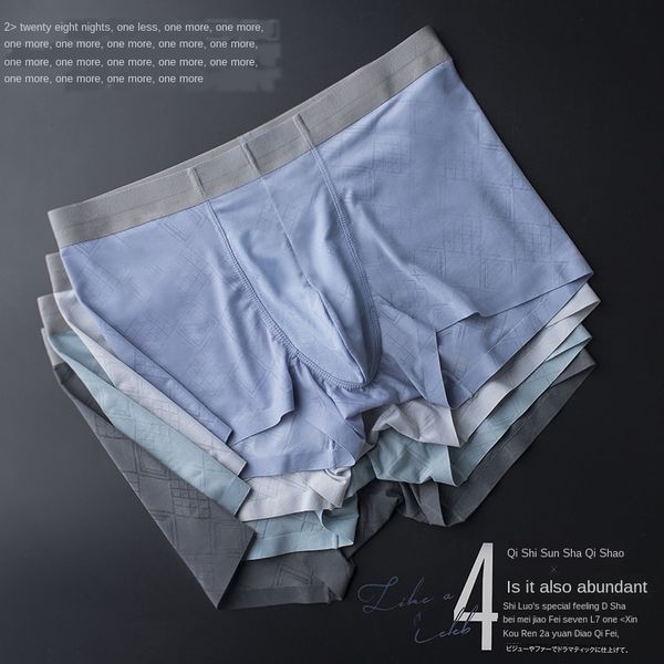 

5erjx milmumu ice men's traceless quick-drying ultra- boxer mid-waist milmumu ice thin underwear men's traceless quick-drying unde, Black;white