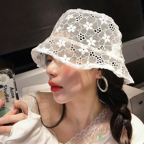 

quality of the east gate all bucket bucket lace fisherman goddesses remain immortal lace flower hollow sun hat fisherman hat female, Blue;gray