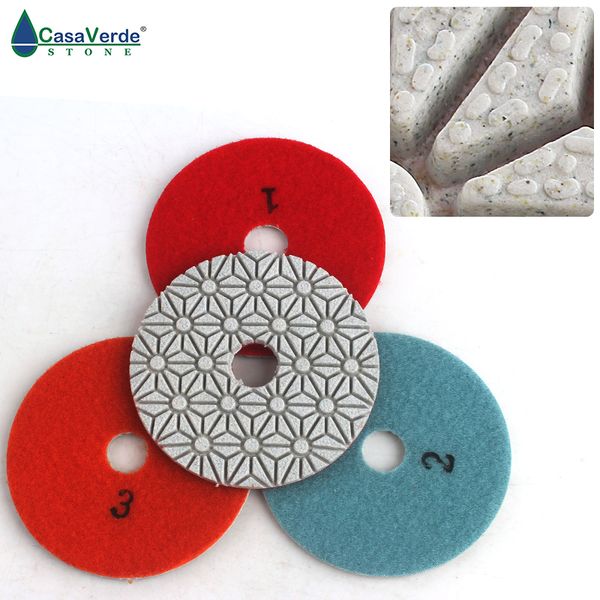 

dc-hfw3pp02 dry/wet 3pcs/carton 4 inch 100mm diamond 3 step polishing pads for granite,marble and engineered stone