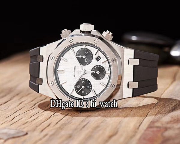 

jhf royal 26331st cal.3126 a3126 automatic chronograph mens watch steel case white dial black subdial black rubber edition watches hwc3, Slivery;brown