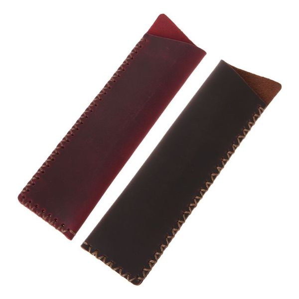 

retro retro leather pen holder angled corner ballpoint pen protective sleeve cover handmade cross stiched fountain pouch for