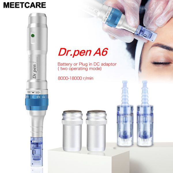 Wireless Dr Pen A6 Derma Pen Microneedle Stamp Ultima Meso Tattoo Micro ago Acne Scar Removal Cura della pelle Macchina di bellezza