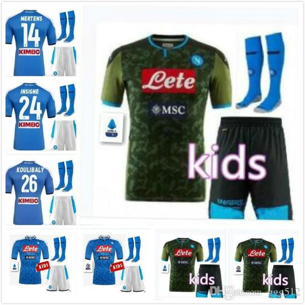 

kids kit 2019 2020 naples napoli home soccer jerseys napoli blue football jerseys shirt for men 19 20 hamsik .insigne player shirt, Black;yellow