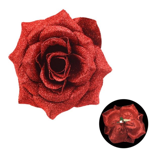

glittering cloth fabric 3d glittering head fake christmas wedding flowers party home decorations artificial rose flowers