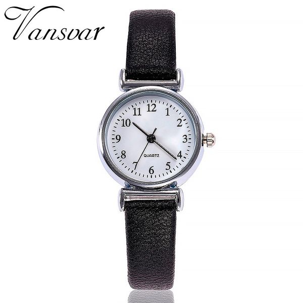 

vansvar exquisite small simple women dress watches retro leather watch female wristwatches mini design #5/22, Slivery;brown