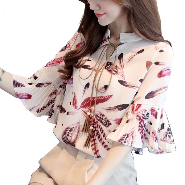 

new chiffon shirt women summer fashion bow loose shirt sleek elegant casual ladies korean women ym352, White