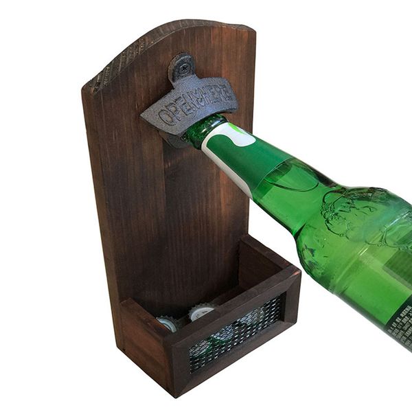 2019 Creative Wall Mount Bottle Opener Retro Magnet Beer With Cap Catcher Tool Bar Drinking Accessories Hk0214 From