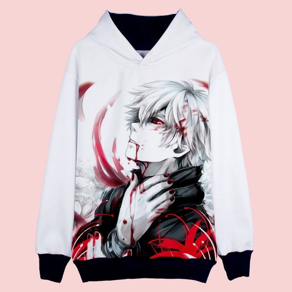 

tokyo ghoul hoodies kaneki ken cosplay costume anime sweatshirts winter jackets coats, Black