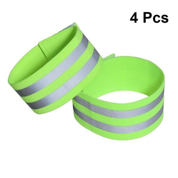 

4 pcs reflective elastic band high visibility and safety strap armband sports accessories for jogging cycling walking (green, Blue;black