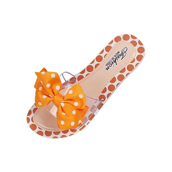 

slipper pvc shoes flip flops student shoes women beach summer elegant flat med slipper sandals bow knot dot sandalia femi, Black