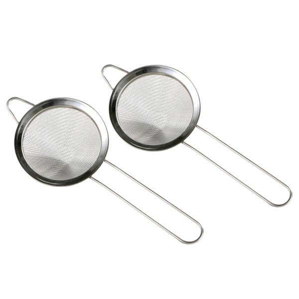 

2 pcs stainless steel fine mesh cocktail strainers w/ long handle barware