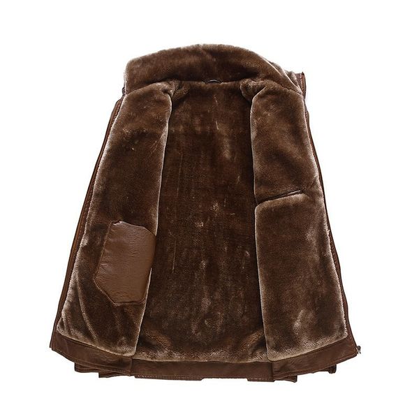 

зима мужчины толстый теплый меховая подкладка pu кожаная куртка тонкий подходит работа в офисе и пиджаки пальто бренд мотор байкер ветрозащи, Black