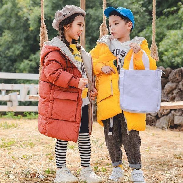 

2019 winter new children girls boys down cotton loose jacket coats clothing kids girls warm thick hooded outerwear parkas no20, Blue;gray