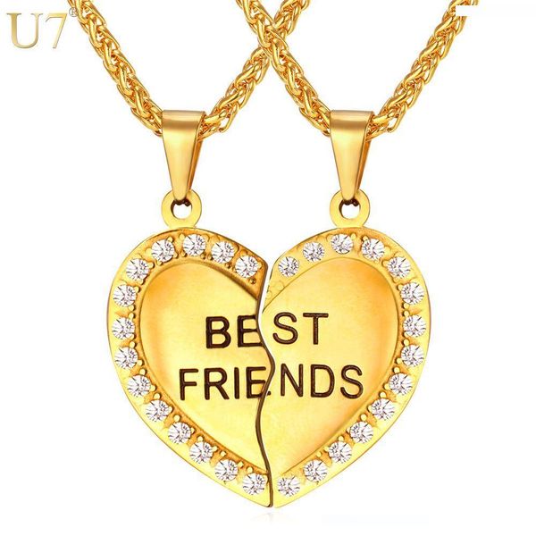 

unique new couple pendant forever friend heart necklace gold plated stainless jewelry necklace girlfriend brother necklace p821, Silver