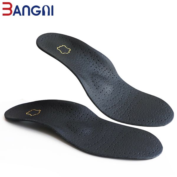 

3angni leather ortc silicone insoles orthopedic flat feet heel pain arch support for man woman shoe insoles sole insert, Black