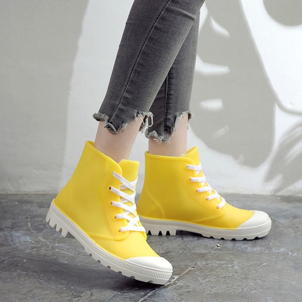 

woman rain boots ankle boot for woman waterproof solid color shoes spring autumn rain boots non-slip female casual shoes a35-47, Black