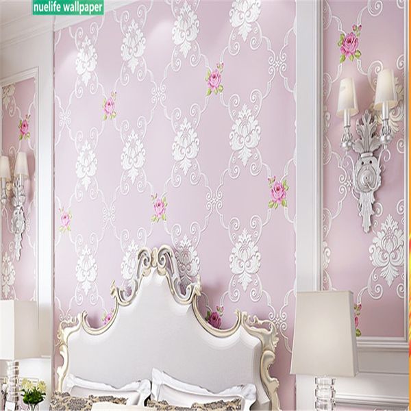 Beige Light Blue Pink Purple Flower Non Woven Wallpaper Study Living Room Bedroom Wedding Room Kids Background Wallpaper Full Hd Wallpaper Full Hd