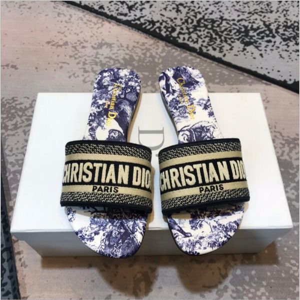 

leather ladies sandals summer flat slipper women 2020 new rainbow letters embroidery fashion flip flops beach flippers t18, Black