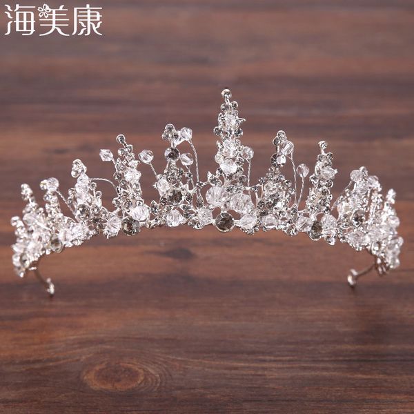 

haimeikang prom wedding party brides maid rhinestone tiara crown headband clasp silver girl bride hair accessory