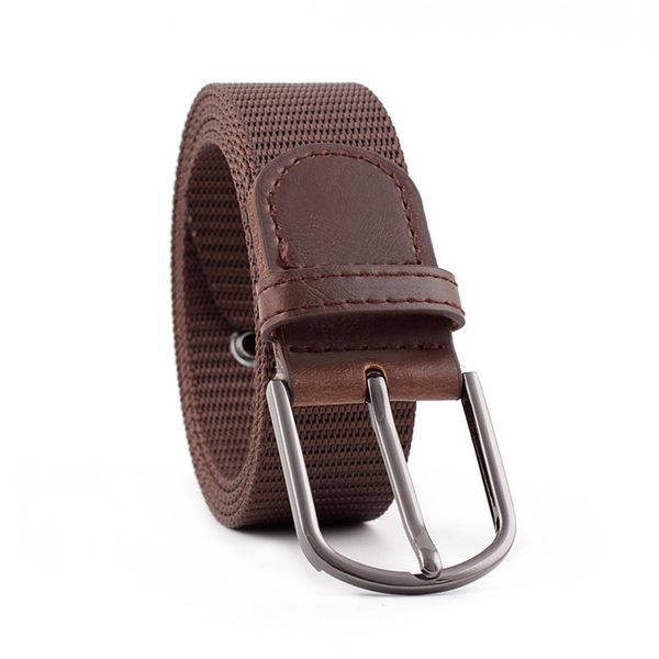 

new fashionable elastic canvas belts for women knitted buckle adjustable belt male canvas belts for jeans 6 colors, Black;brown