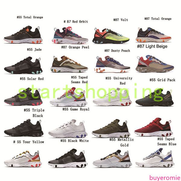 

react element 55 87 mens running shoes men women royal tint sail volt racer pink black trainers sports shoes size 36-45