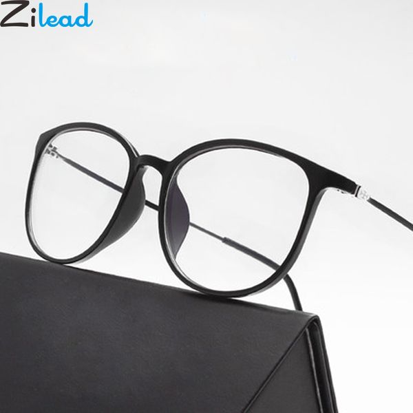 

zilead ultralight finished myopia glasses metal anti blue light shortsighted eyeglasses nearsighted eyewear for men women, Black