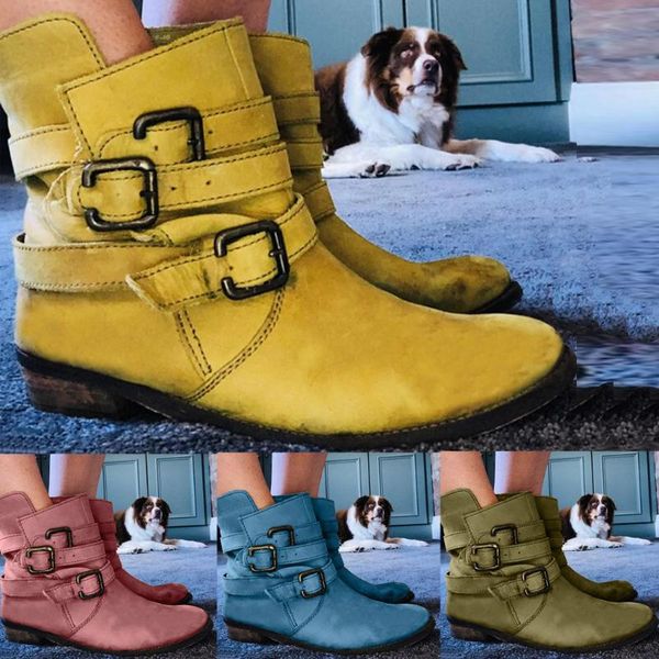 

women's boots summer boots leather round toe comfortable low heel non-slip lace buckle and ankle outdoor casual shoes, Black