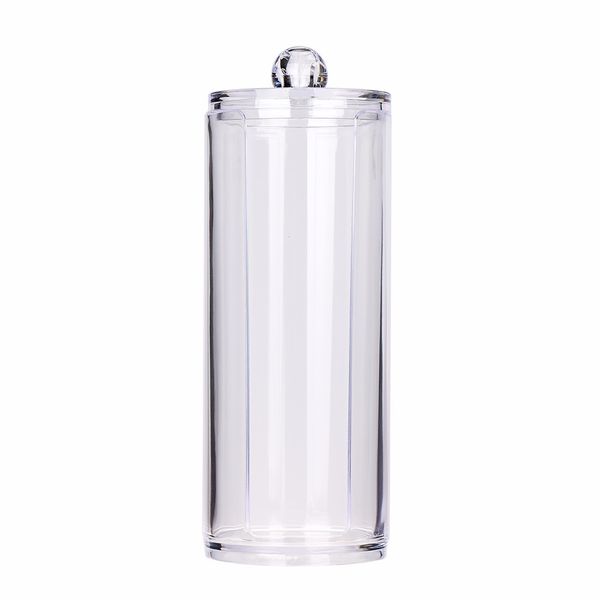 

portable round container transparent cosmetic storage case plastic deskmake up organizer container cotton pad storage box