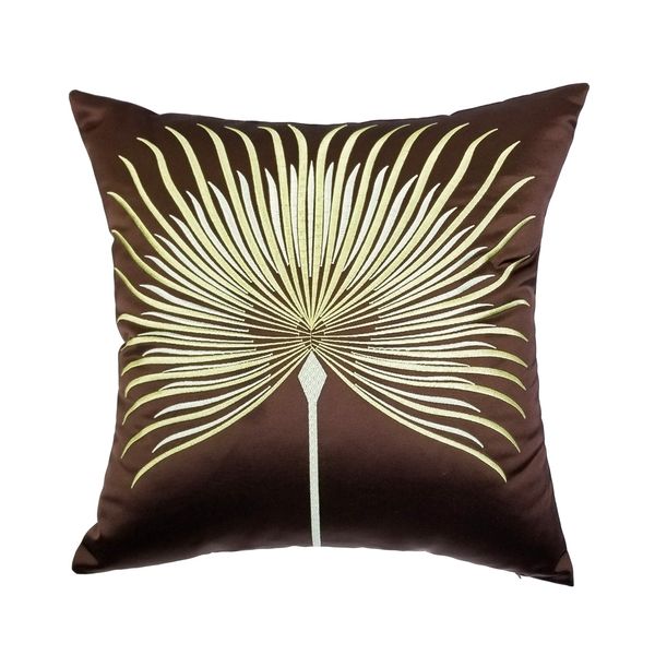 

deluxe embroidery brown designer pillow cover sofa cushion cover solid silk home bedding decorative pillowcase 18x18" sell by piece