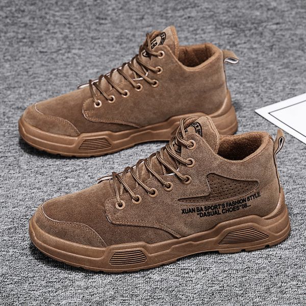 

autumn and winter men's shoes trend wild casual tooling tide shoes plus velvet warm cotton 2019 new low-boots, Black