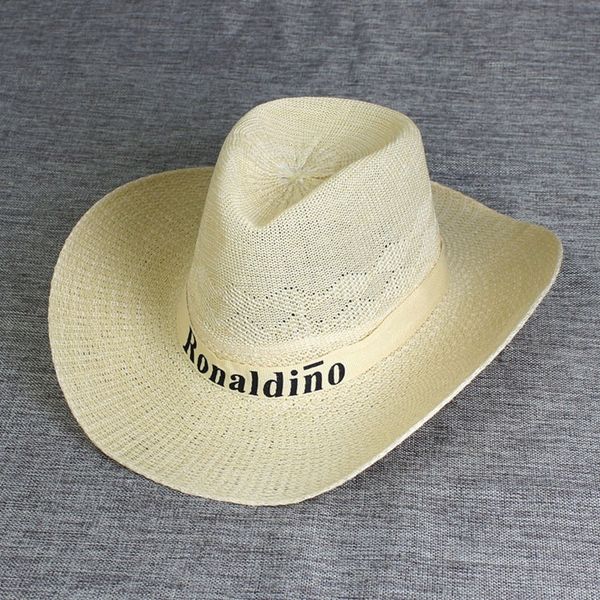 

men's straw summer western straw cowboy cowboy big brim hat beach hat professional customized, Blue;gray