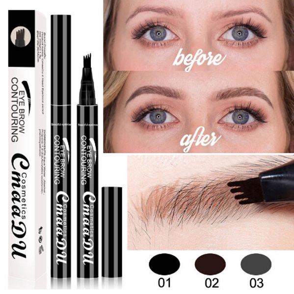 

New Arrival Fork Eyebrow Pen Eye Makeup Microblading Tattoo 4 Head Durable Long Lasting Eyebrow Painting Pen For Women Lady Girl