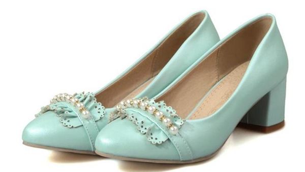 

send 2018 spring and autumn new style low help round head rough heel middle heel women's shoes, Black