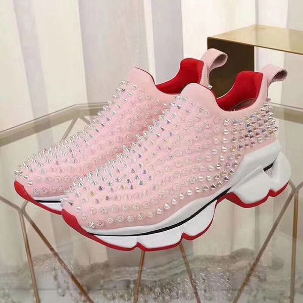 

high-end new rivet couple men and women shoeschanel thick bottom shock absorption sports luxury non-slip running training pedal shoes, Black