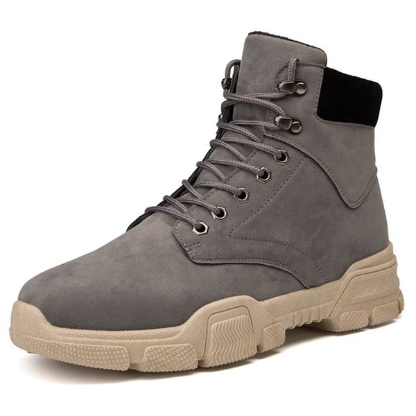 

autumn and winter men's boots retro style boots men's casual fashion high to help desert tooling shoes with, Black