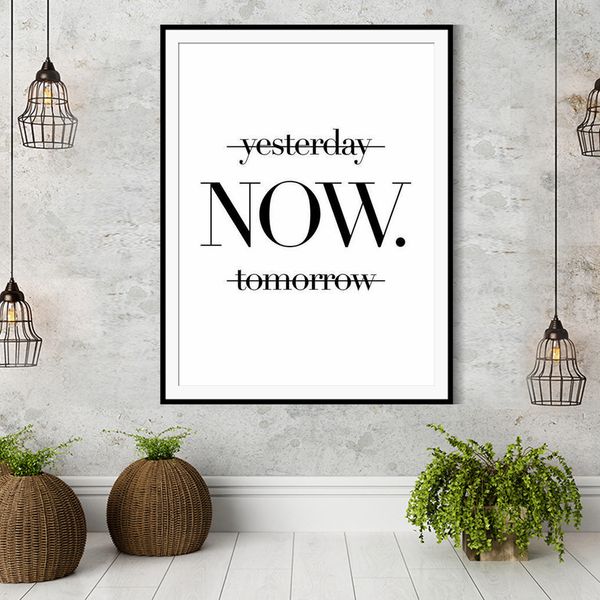 

yesterday now tomorrow wall pictures for living room black and white minimalist wall art art poster canvas painting