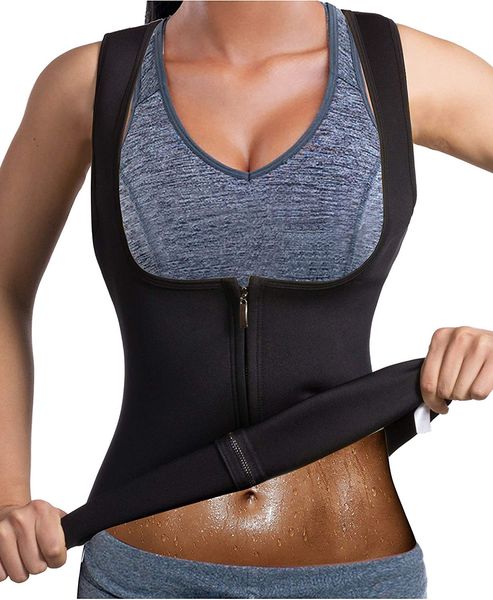 

Women wai t trainer ve t lim cor et neoprene auna tank zipper weight lo body haper hirt