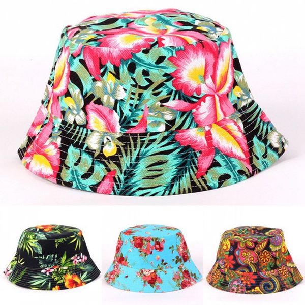 

women floral printing sun hats bucket hat funny summer holiday beach outdoor cap hat, Blue;gray