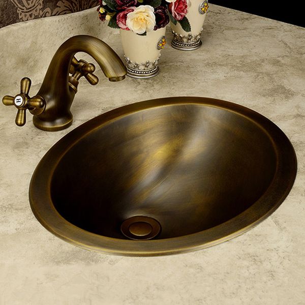 

classic bronze wash basin counter vintage bathroom copper basin