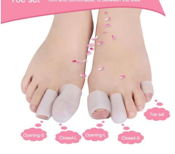 

2pcs/pair finger toe protector silicone gel cover cap pain relief preventing blisters corns nail tools foot care toe separators