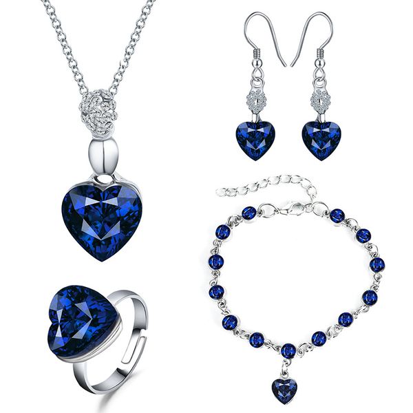 

ювелирные наборы luxury дизайнер свадебные engagement сделано сплава с кристалл украшение сердец для подарков jstz096, Silver