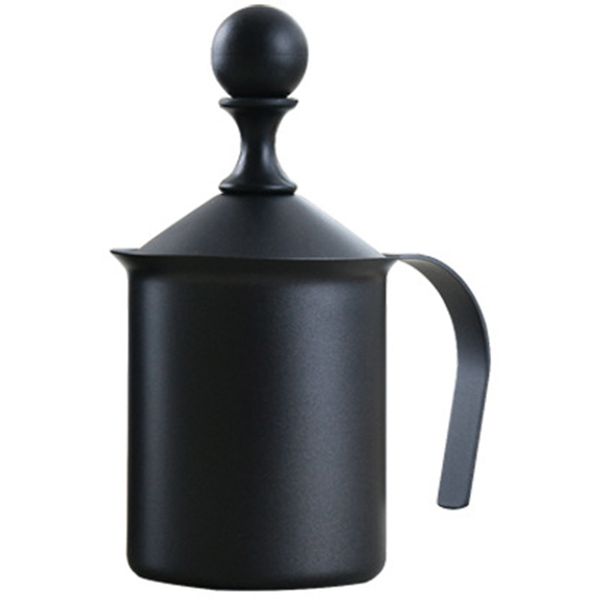 

400ml manual milk frother stainless steel double mesh milk creamer foam mesh coffee foamer creamer
