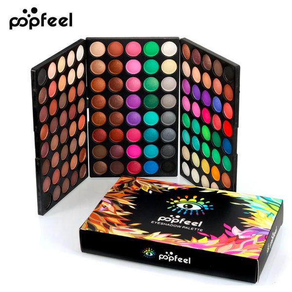 

POPFEEL 120 цветов Gliltter Eyeshadow Palette Matte Eye Shadow Pallete Shimmer Shine Nude Make Up Palette Set Kit Косметика Женщи