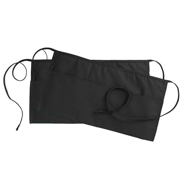 

black waterproof half apron catering baking bar l waiter kitchen home apron 3 pocket ladies mens cotton short waist chefs39
