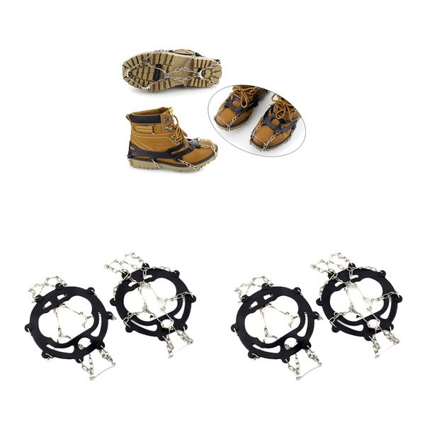 

2 pair 10 teeth ice cleat crampons traction snow grips for boots shoes m/l black