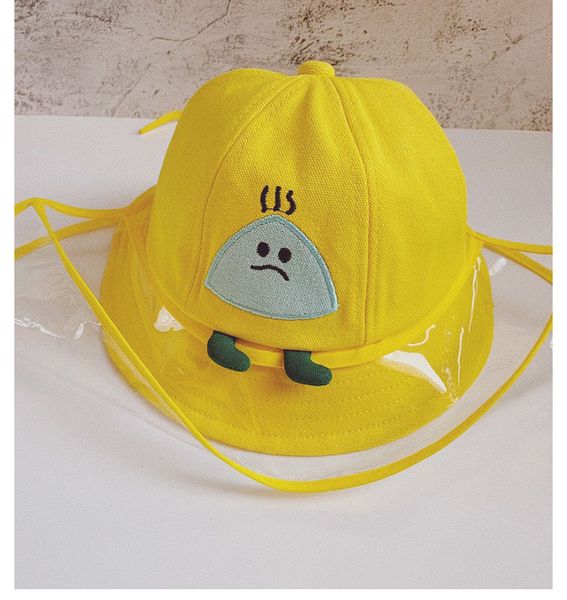 

child fisherman hat with mask children protective cap splash proof face protection hat baby children sunhat 2020 new, Yellow