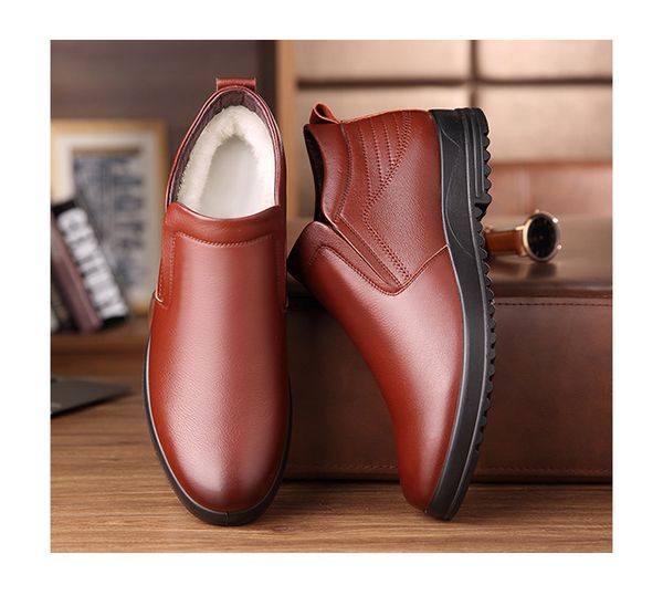 

leather chelsea boots men winter shoes plush warm shoes fashion zipper booties mens ankle boots black booties 2019